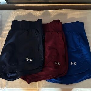 Under Armour Women's Athletic Shorts — Navy, Maroon, Royal Blue (3-Pack)